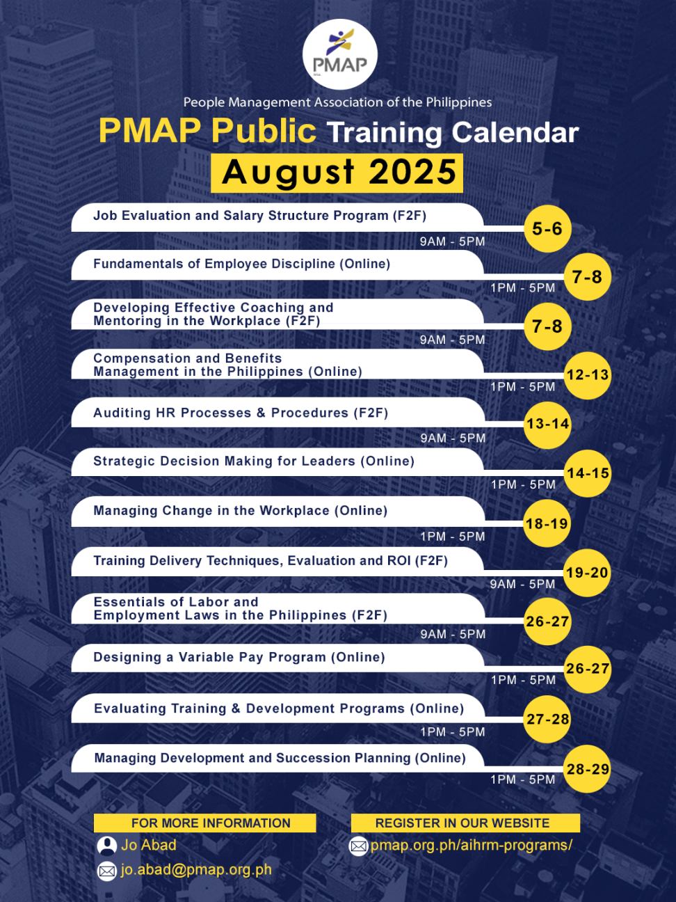 August Public Training Calendar